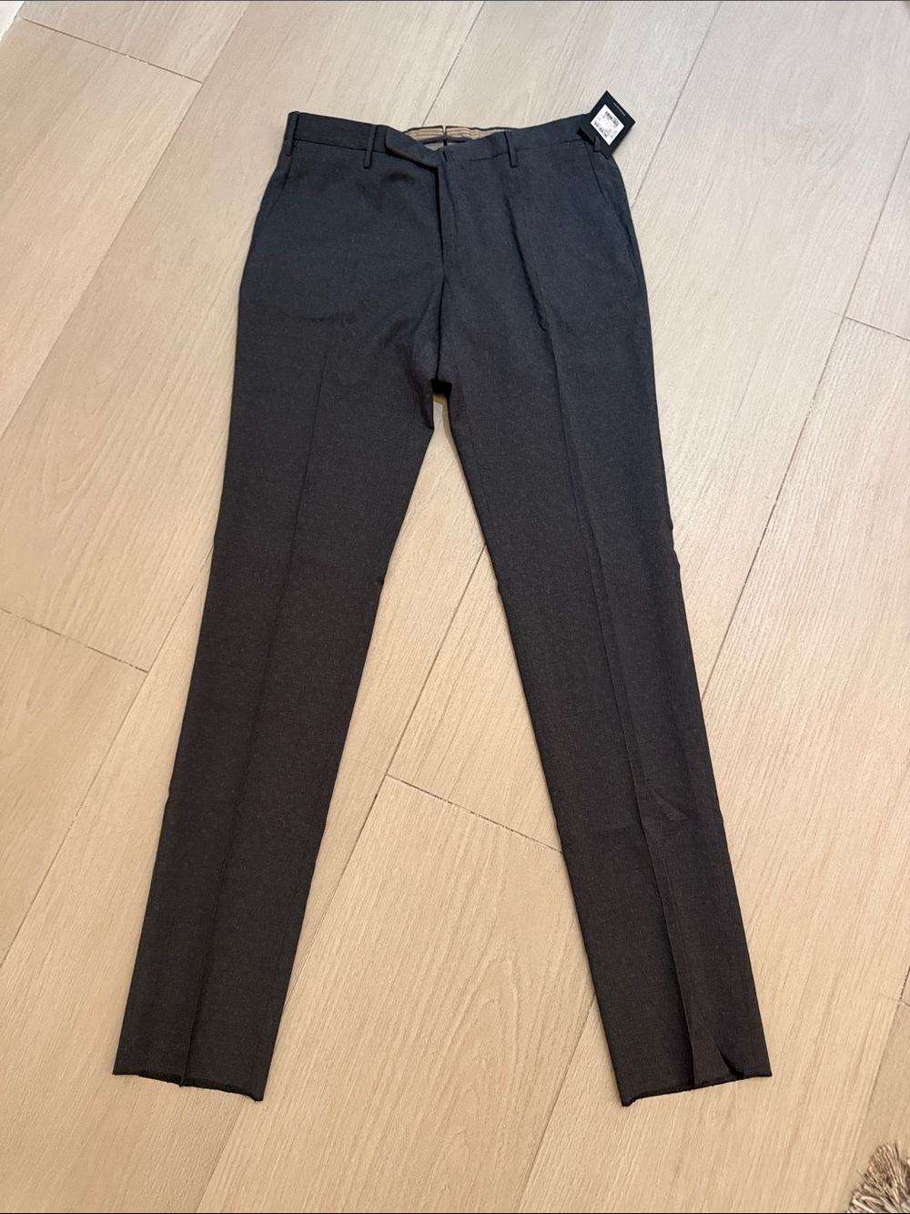 Incotex Men's Dark Charcoal Dress Trousers